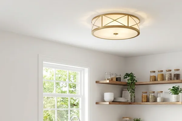 Bespoke solid brass flush mount ceiling light commission
